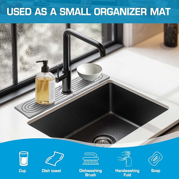 Faucet Mat for Kitchen Sink, Diatomite Quick Drying Tray, Long 23.6'' Kitchen - Image 3