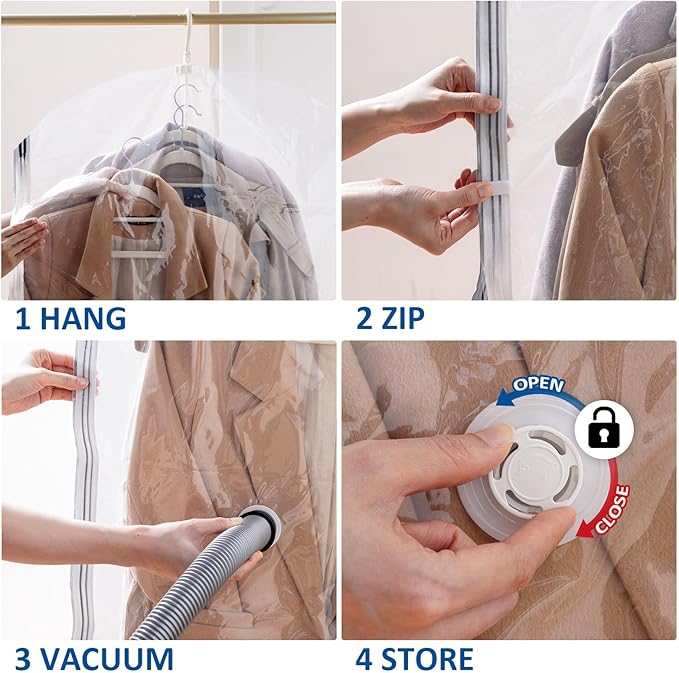 Hanging Vacuum Storage Bags, 6 Pack Large Hanging Vacuum Seal Garment Bags - Image 6