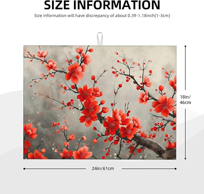 Red Plum Blooms Dish Drying Mats - Image 2
