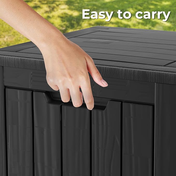 TARKARI 35 Gallon Lockable Resin Deck Box, Waterproof & UV-Resistant Outdoor Storage Box for Outdoor Cushion Storage, Garden Tools & Pool Accessories Storage, Black - Image 6