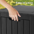 TARKARI 35 Gallon Lockable Resin Deck Box, Waterproof & UV-Resistant Outdoor Storage Box for Outdoor Cushion Storage, Garden Tools & Pool Accessories Storage, Black - Image 6