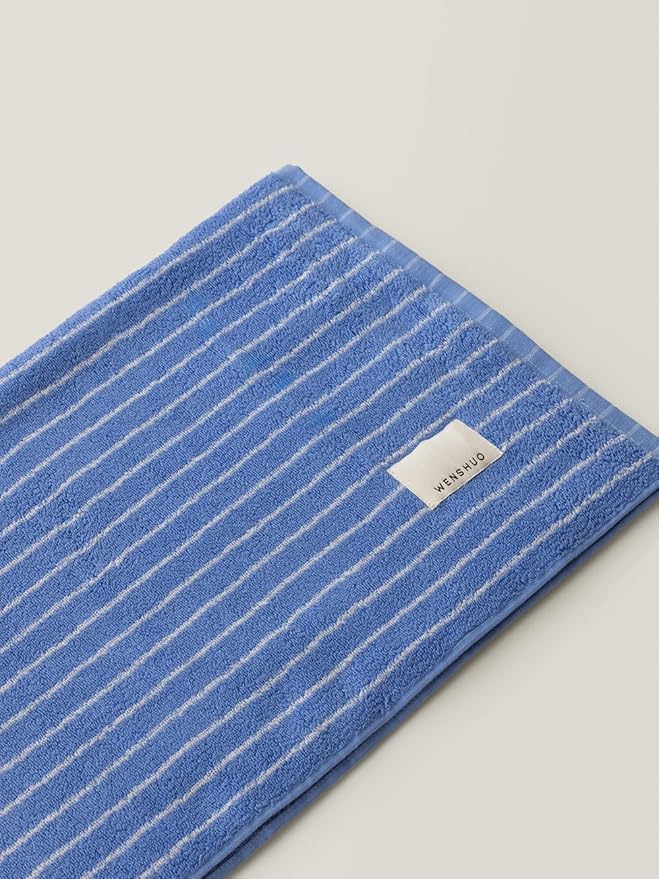 WENSHUO Azure Holiday-Striped Pure Cotton Bath Towel, 100% Combed Cotton by WENSHUO