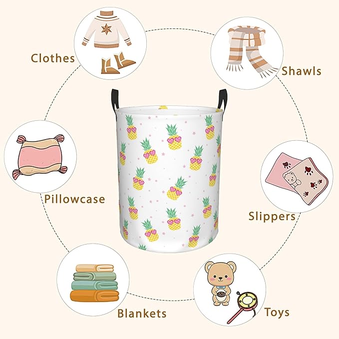Cute Pineapples Laundry Basket, Waterproof Pineapple Laundry Hamper, - Image 7