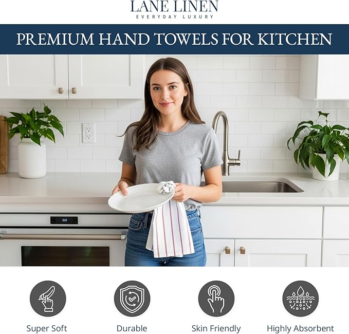 LANE LINEN 100% Cotton Kitchen Towels Set, Quick-Drying Dish Towels, Tea Towels - Image 2