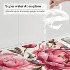 Pink Peony Dish Drying Mats for Kitchen Counter, Absorbent Reversible - Image 5