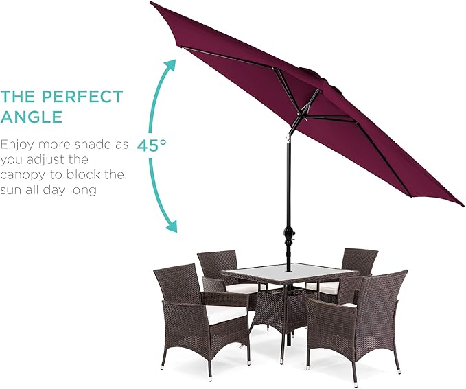 Best Choice Products 10ft Outdoor Table Compatible Steel Polyester Market Patio Umbrella w/Crank and Easy Push Button Tilt - Image 2