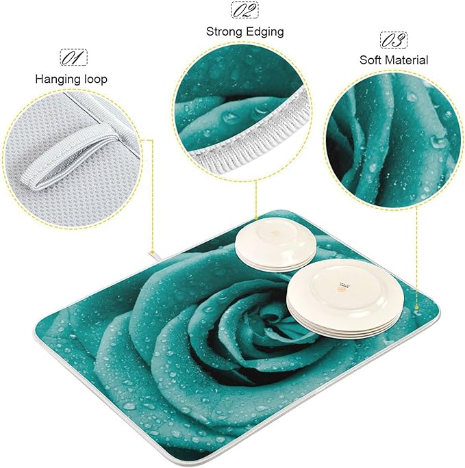 Super Absorbent Dish Drying Mat, Microfiber Fast-Drying Dish Mat, Kitchen Dish - Image 4