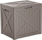 38 Gallon Outdoor Deck Box, Lockable Waterproof Outdoor Storage Boxes For Garden Tools,Indoor Cushions,Accessories Outside Storage Resin Weatherproof Container(Grey) by MAIUSCOLI