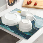 Mountain Peaks Nature Landscape Kitchen Drying Mat Modern Decorative Microfiber - Image 2