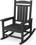 KINGYES HDPE Outdoor Rocking Chair, Widened Seat Patio Rocking Chair, Oversized All Weather Patio Rocker, Black by KINGYES