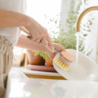 Boao Dish Brush with Beechwood Handle with 5 Replacement Heads Natural Wood - Image 4