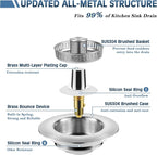 Kitchen Sink Drain Strainer 3 in 1, 304 Stainless Steel Pop Up Sink Stopper - Image 3