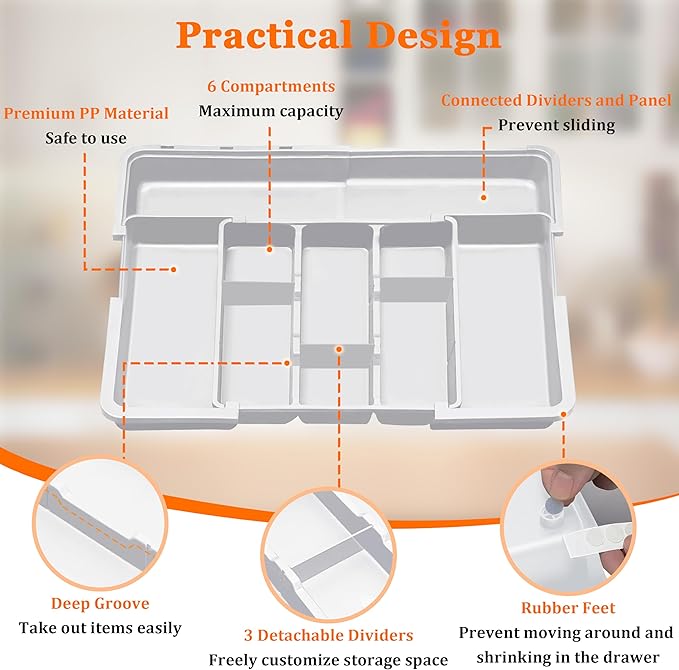 Large Utensil Drawer Organizer Expandable Silverware Organizer - Image 7