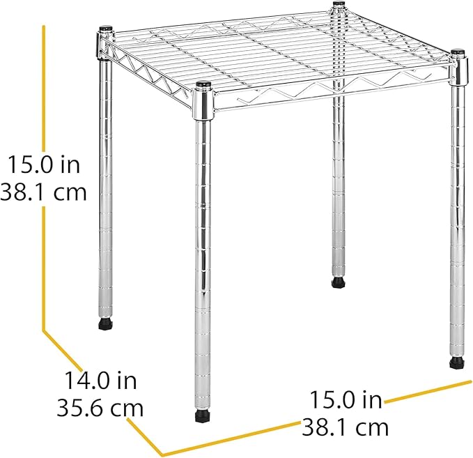 Xcity Storage Shelves, 1 Tier Heavy Duty Metal Shelving Unit, 350 LBS Capacity Adjustable Steel Wire Shelf Organizer for Pantry, Kitchen, Garage, 14" D x 14" W x 15" H, Chrome - Image 3