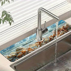 Beach Sink Splash Guard Shells Starfish Waves Faucet Absorbing Mat Fast Drying by Unknown