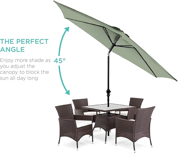 Best Choice Products 10ft Outdoor Table Compatible Steel Polyester Market Patio Umbrella w/Crank and Easy Push Button Tilt - Image 2