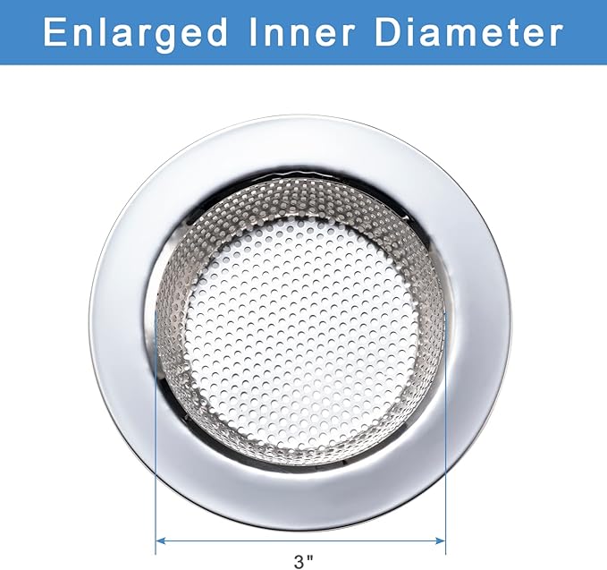 3 Pcs Sink Strainer for Most Kitchen Sink Drain Basket, Upgraded Double-Layer - Image 5