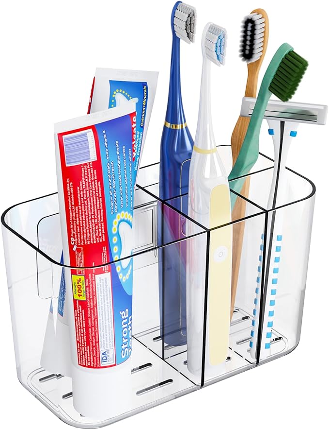 Electric Toothbrush Holder for Bathroom Countertop and Wall Mounted by SuoxingStorage