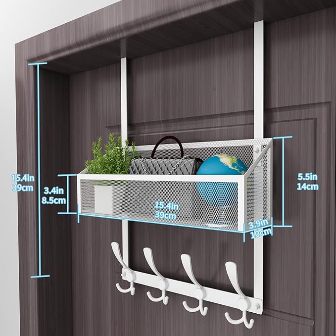 Over The Door Hooks Organizer, Coat Rack Over The Door Storage Hanger Towel Rack - Image 8
