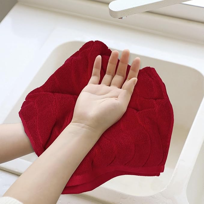 2-Piece Hand Towels for Bathroom in Red, Super Soft Decorative Hand Towel Set - Image 6