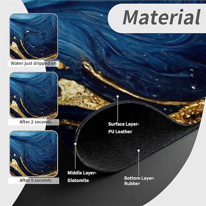 Kitchen Sink Splash Guard，Blue and gold marble texture Faucet Mat Sink - Image 4