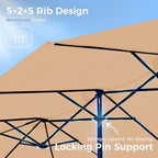 SUPERJARE 15FT Outdoor Umbrella for Patio, Double sided Pool Umbrellas with Fade Resistant Canopy, Large Table Umbrella for Deck, Market, Backyard - Beige - Image 9