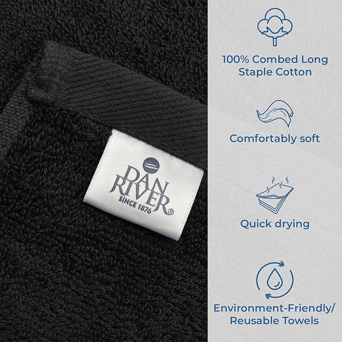 DAN RIVER Bath Towels Set of 4, 27 x 54 Inches, 100% Cotton, Larger & Lighter - Image 4