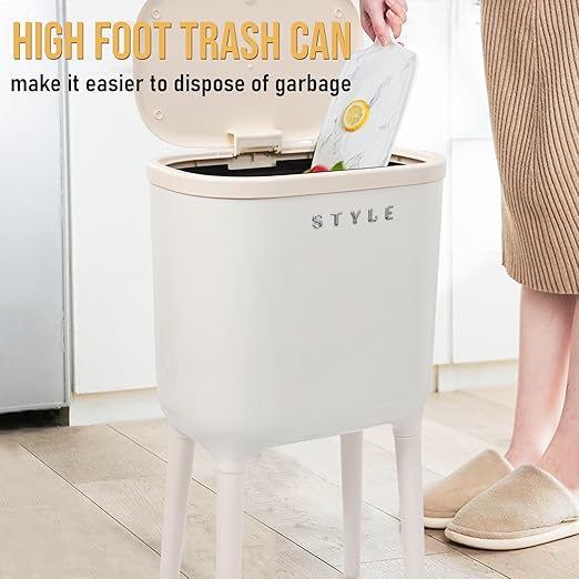 XPIY 4 Gallon Trash Can with Wheels and Lid, Modern Narrow Garbage Can with - Image 6