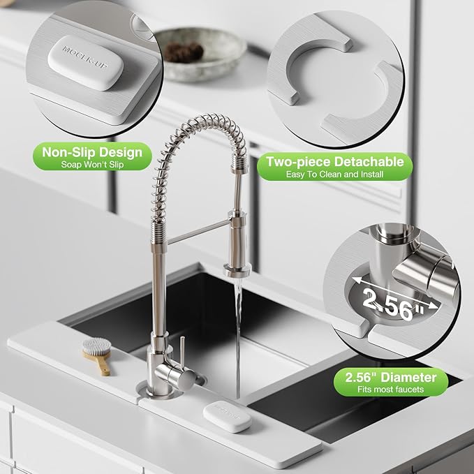 23.6" x 4" Stone Faucet Mat for Kitchen Sink, Quick Drying Diatomite Sink Tray - Image 5