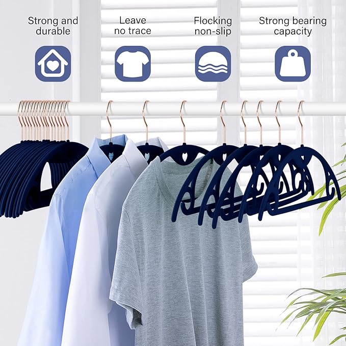 IEOKE Velvet Hangers 50 Pack: Felt Clothes Hangers Heavy Duty Shirt Sweater - Image 2