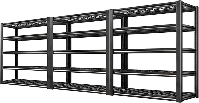 REIBII Garage Shelving 3200LBS, 5-Tier Storage Shelves, Adjustable Industrial Metal Shelving Unit for Garage, Basement, Pantry, Warehouse,Commercial, 36" W x 16" D x 72" H, 3 Pack by REIBII