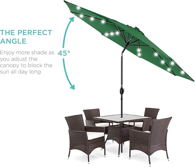 Best Choice Products 10ft Solar Polyester LED Lighted Patio Umbrella w/Tilt Adjustment and UV-Resistant Fabric - Image 2