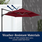 Best Choice Products 10ft Offset Cantilever Hanging Market Patio Umbrella, Smooth 360° Rotation, 8 Sturdy Ribs, Easy Adjustment - Burgundy - Image 5