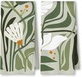 Abstract Boho Sage Green Floral Kitchen Towels Set of 2, 70s Retro Groovy Boho by Unknown