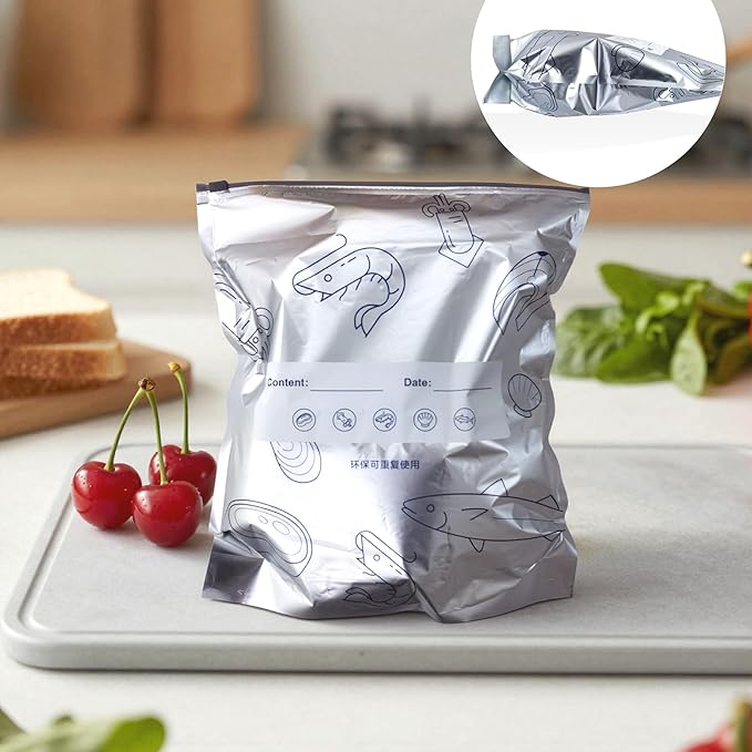 40PCS Reusable Aluminum Foil Freezer Bags, Sealable Stand-Up Zipper Storage Bags - Image 3