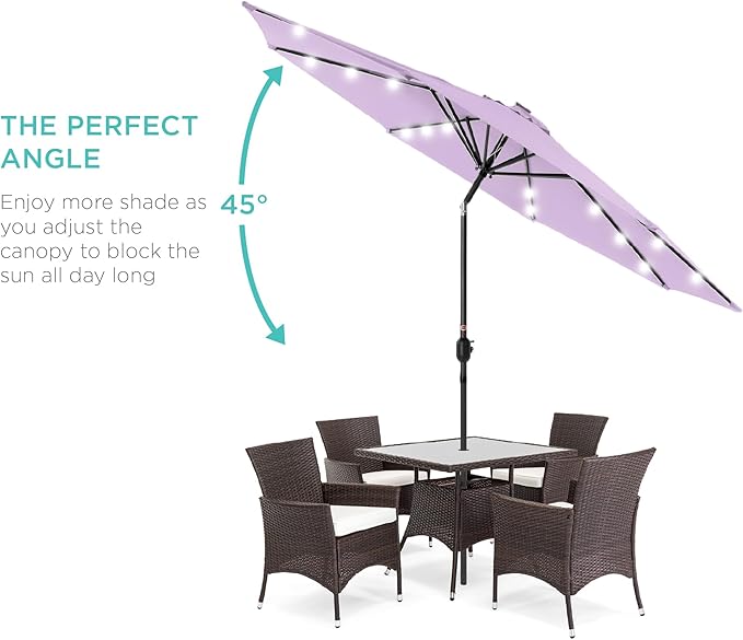 Best Choice Products 10ft Solar Polyester LED Lighted Patio Umbrella w/Tilt Adjustment and UV-Resistant Fabric - Image 2