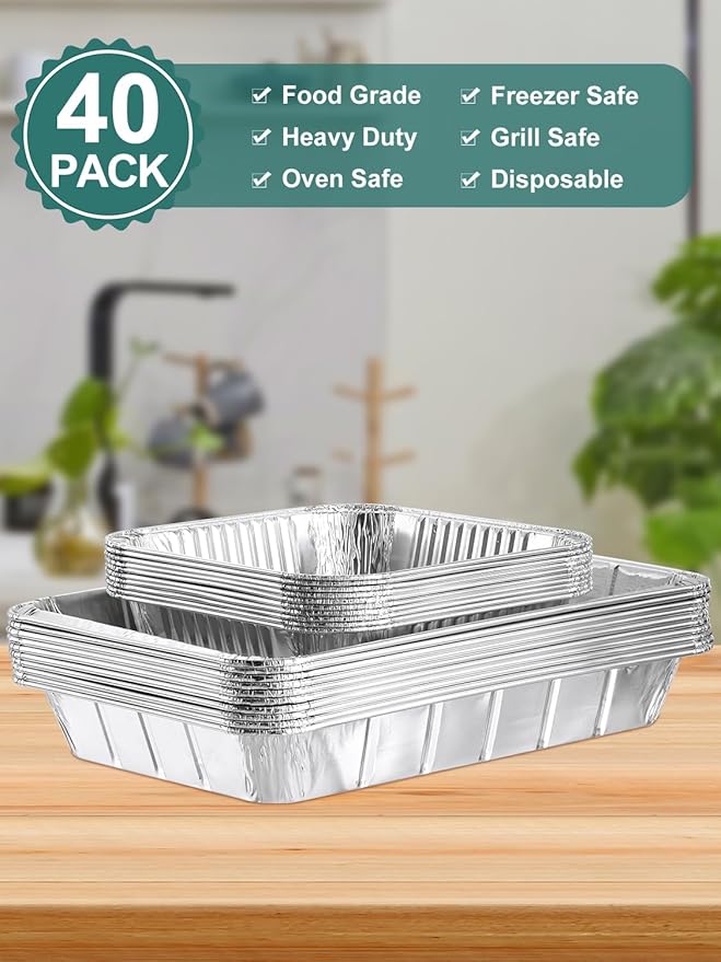 40 Pack Disposable Aluminum Pans Combo Set - Image 3