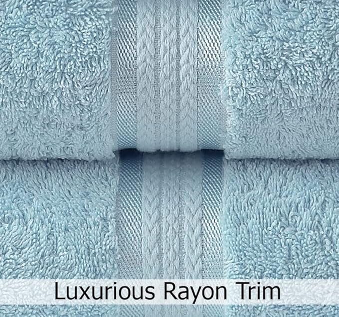 Cotton Craft - 6 Pack - Ultra Soft Extra Large Hand Towels 16x28 Light Blue - - Image 3