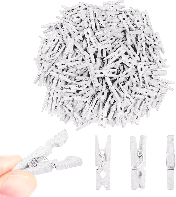 CCINEE 150 PCS White Natural Wooden Clothespins, 1 Inch Multi-Function by CCINEE