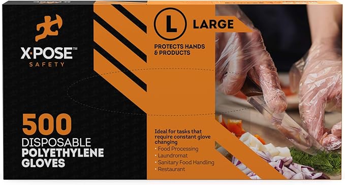 Xpose Safety Clear Disposable Poly Gloves - Image 2