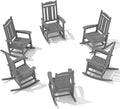 SERWALL Outdoor Rocking Chair Set of 6, Patio Rocking Chair Sets, HDPE Rocking Chair for Adults, Gray by SERWALL