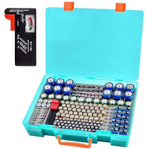 Battery Organizer Storage Holder- Batteries Case Containers Box by ALKOO