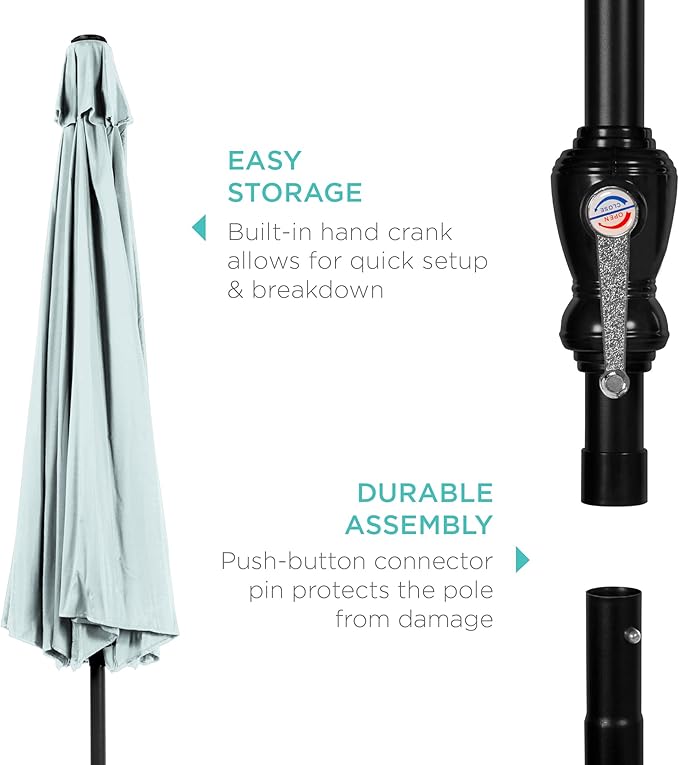 Best Choice Products 10ft Outdoor Table Compatible Steel Polyester Market Patio Umbrella w/Crank and Easy Push Button Tilt - Image 6