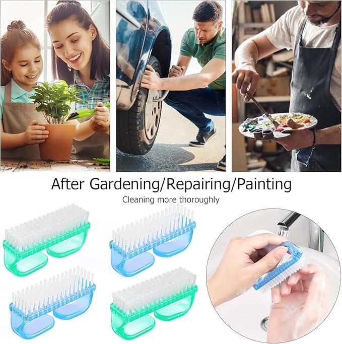 Handle Grip Nail Brush, Hand Fingernail Brush Cleaner Scrubbing Kit Pedicure - Image 4
