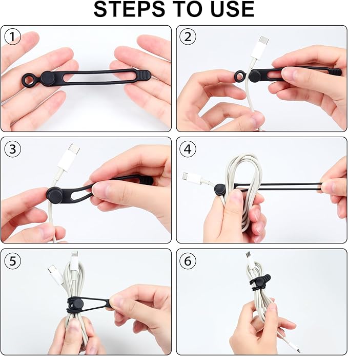 OneLeaf 30Pcs Cord Organizer, Silicone Cable Ties Reusable, Cord Ties - Image 8