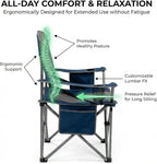 FAIR WIND 2 Pack Heavy Duty Camping Chair, Oversized Padded Folding Chair for Big and Tall (450lbs), Extra Wide Seat with Integrated Cooler & Storage Pocket, Adjustable Lumbar Support for Outdoor - Image 4