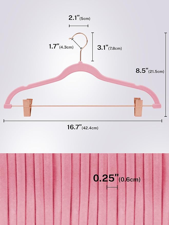 HOUSE DAY Velvet Skirt Hangers 24 Pack, Non Slip Pants Hangers - Image 9