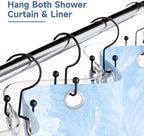 Titanker Shower Curtain Hooks Black, Minimalist Simple Double Glide Shower - Image 2