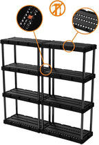 Gracious Living Light Duty Storage Shelves, Knect-A-Shelf 4-Shelf Ventilated Shelving Rack Organizer for Home, Garage, Basement & Laundry, Black - Image 8