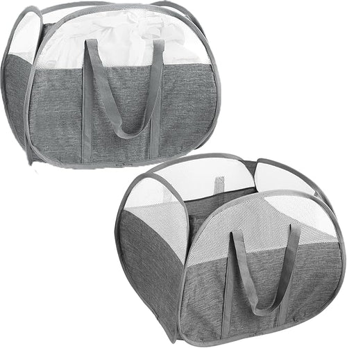 2 Pack Collapsible Laundry Baskets, 90L Large Foldable Laundry Basket, Pop Up by Bemkoo